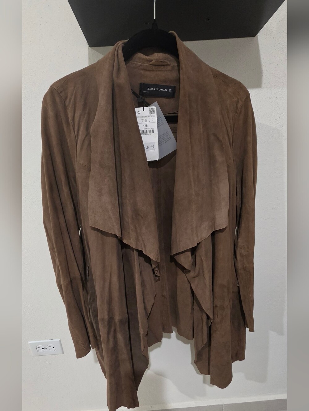 Zara Brown Suede Waterfall Trench Coat